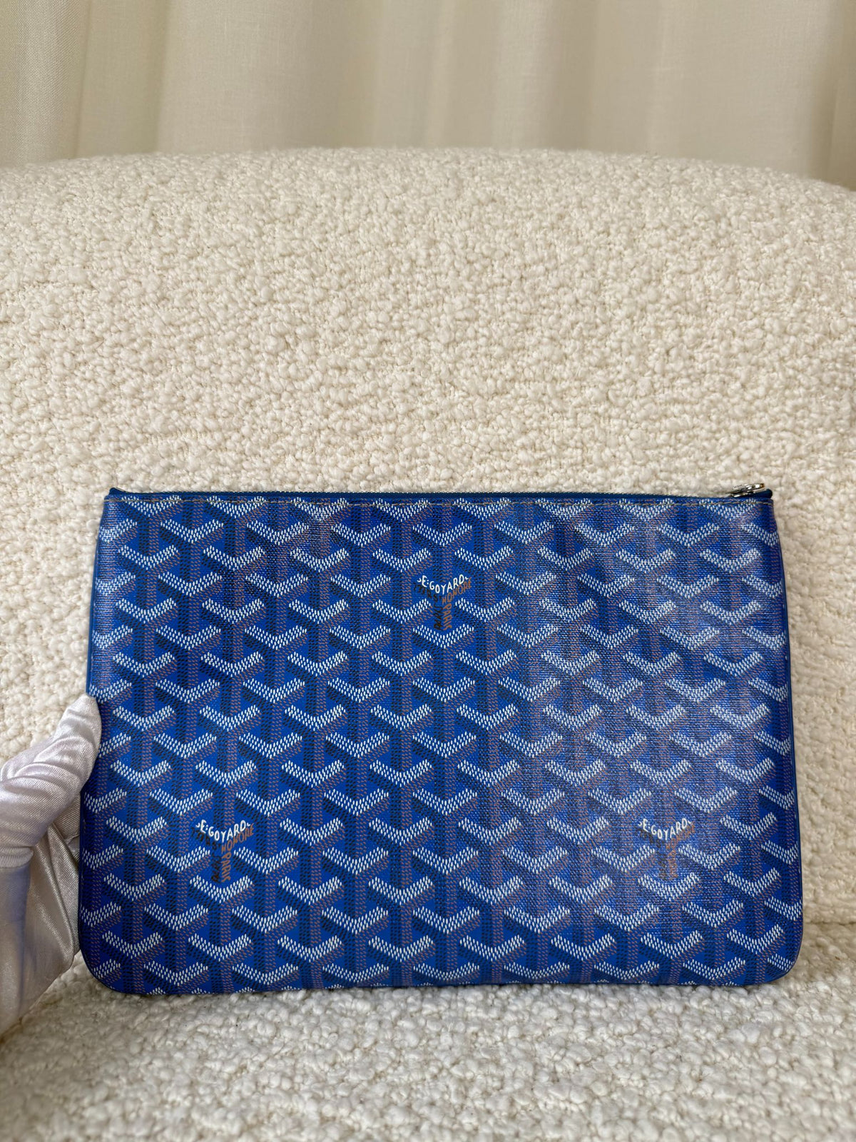 Goyard Senat MM Blue Goyardine Canvas Pouch