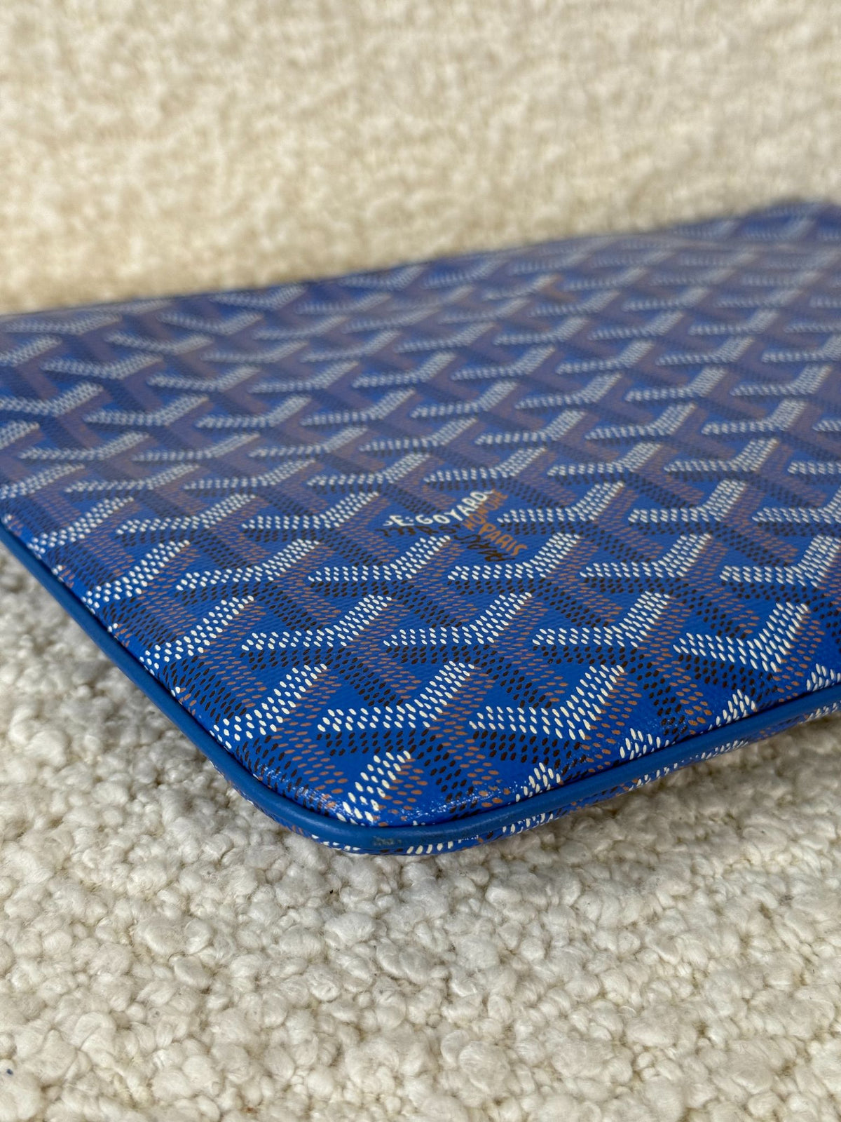 Goyard Senat MM Blue Goyardine Canvas Pouch