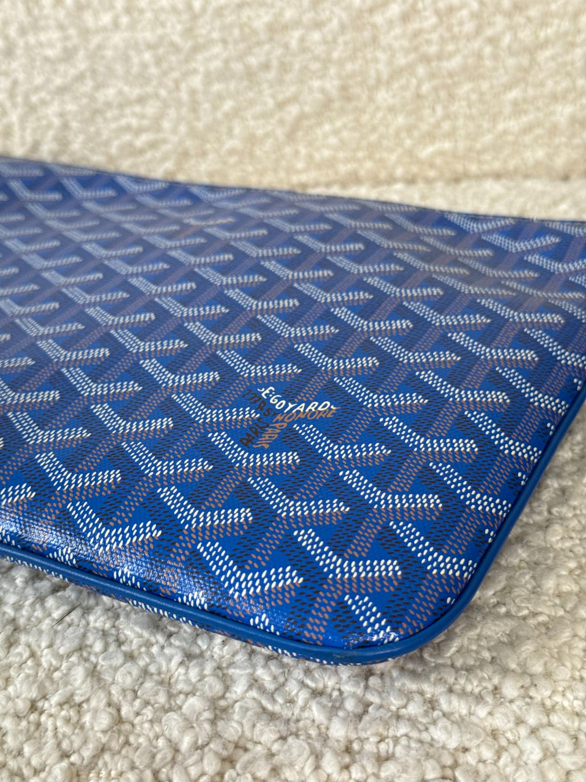 Goyard Senat MM Blue Goyardine Canvas Pouch
