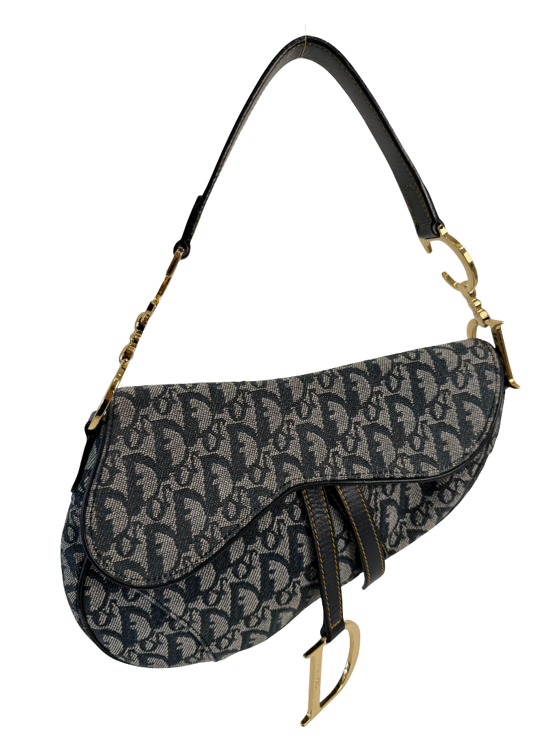 Christian Dior Vintage Saddle Blue Trotter Oblique