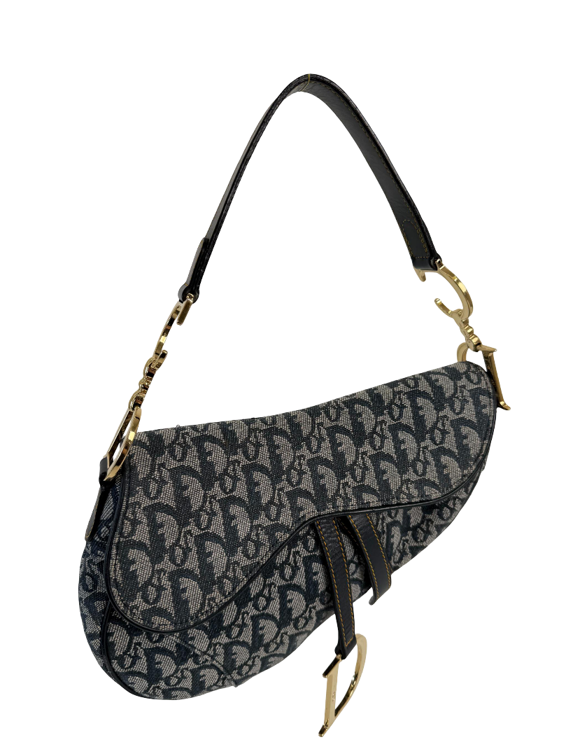 Christian Dior Vintage Saddle Blue Trotter Oblique