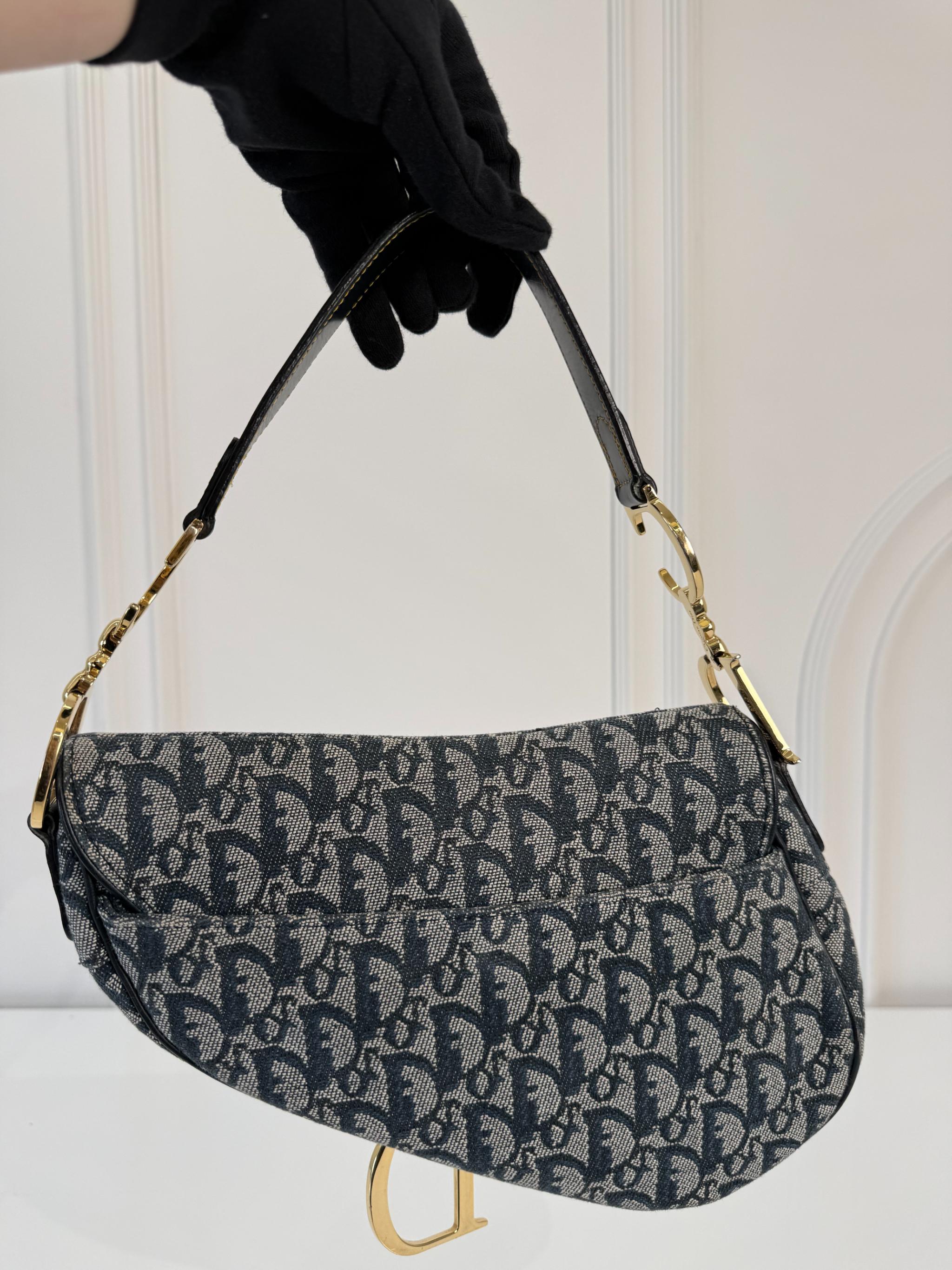 Christian Dior Vintage Saddle Blue Trotter Oblique