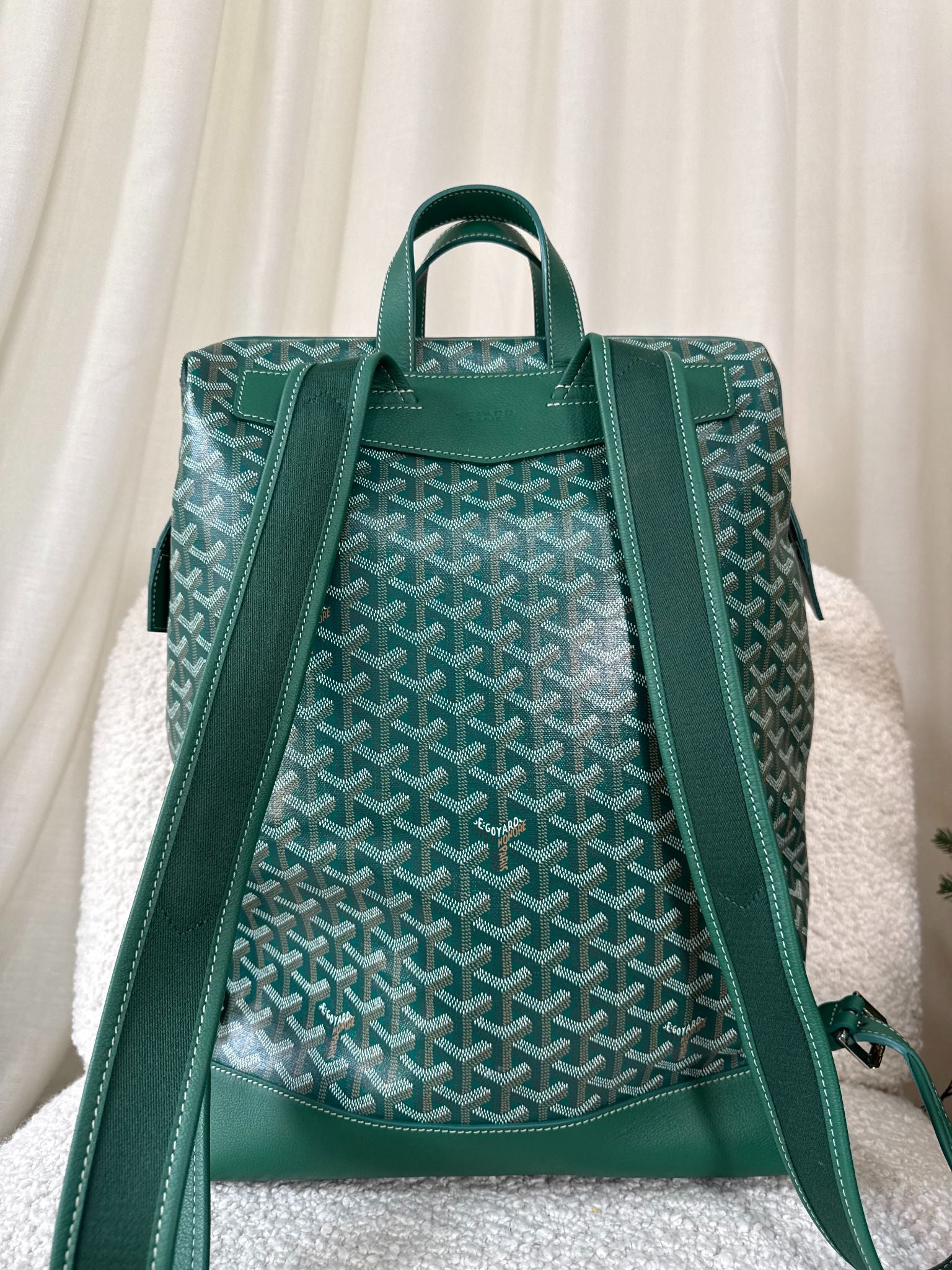 Goyard Cisalpin Green Goyardine Canvas Backpack