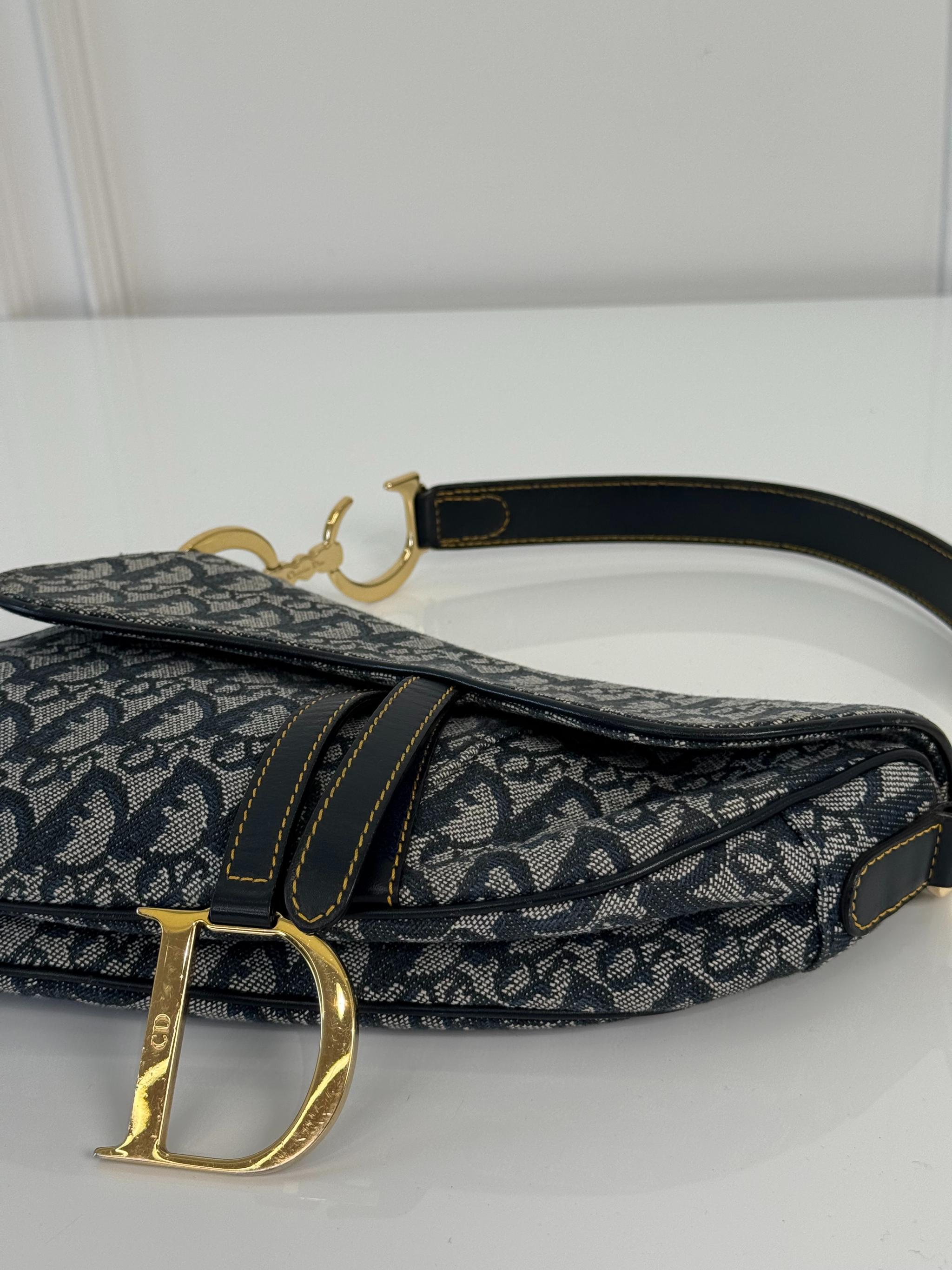 Christian Dior Vintage Saddle Blue Trotter Oblique