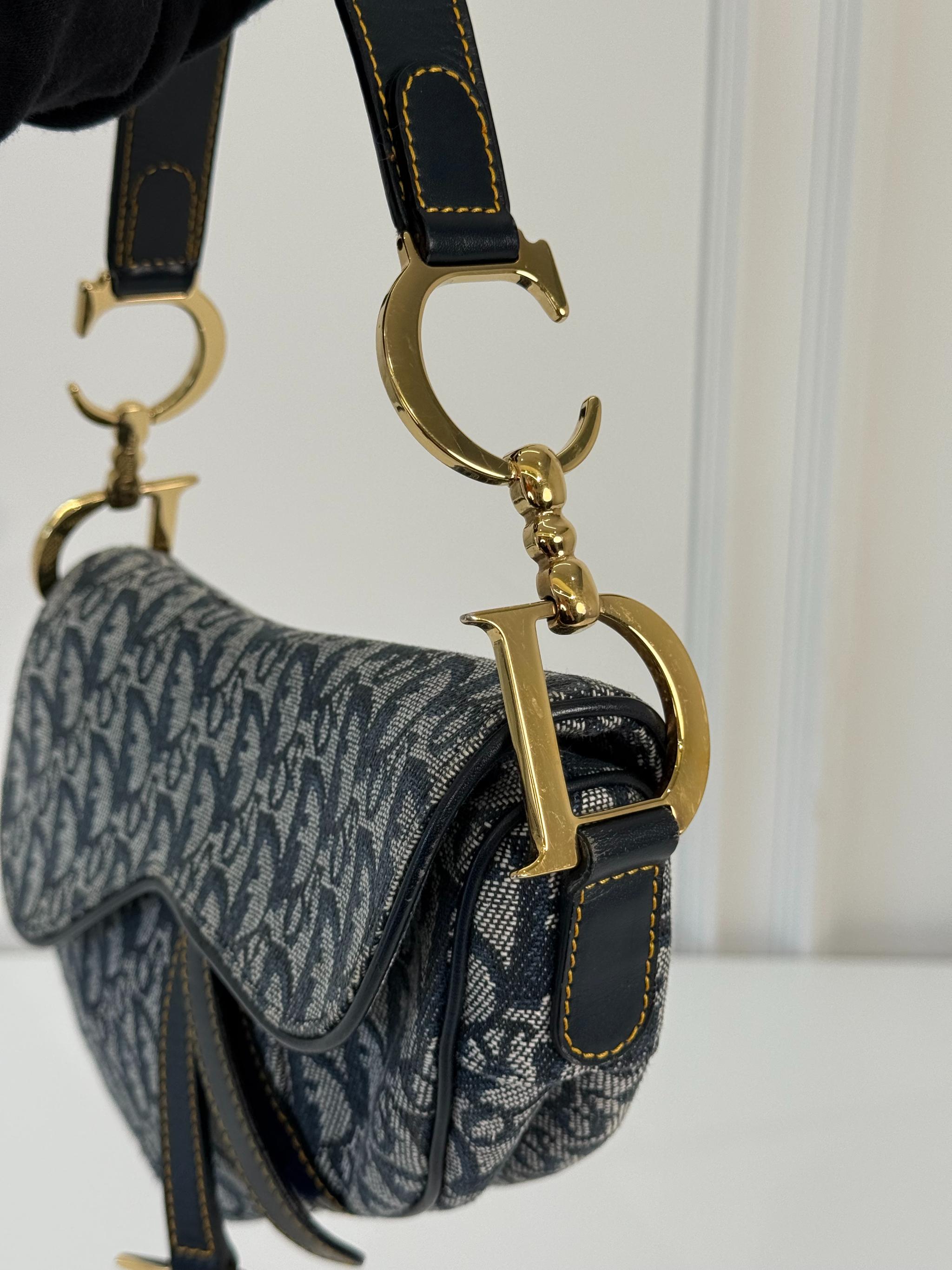 Christian Dior Vintage Saddle Blue Trotter Oblique
