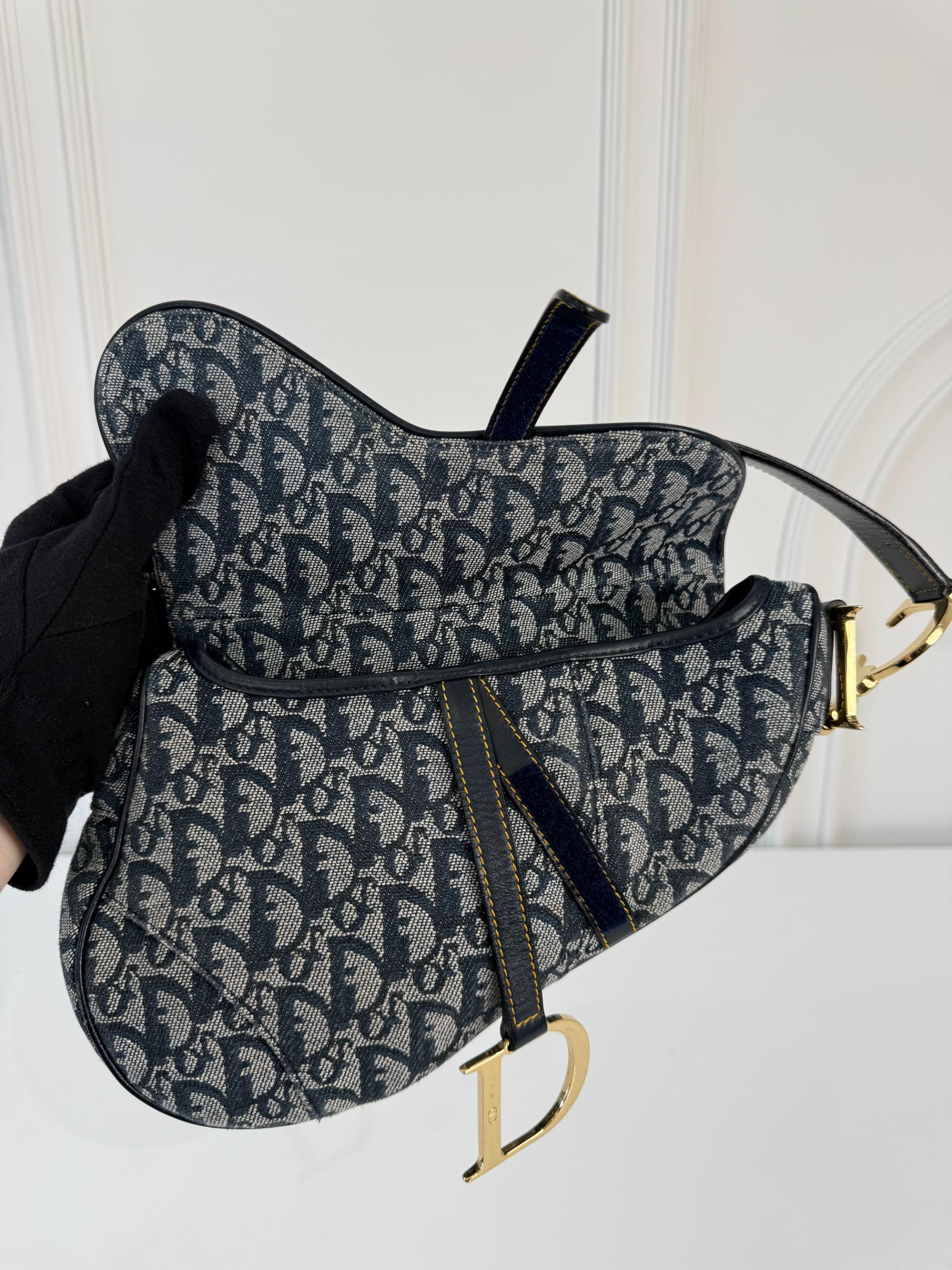 Christian Dior Vintage Saddle Blue Trotter Oblique