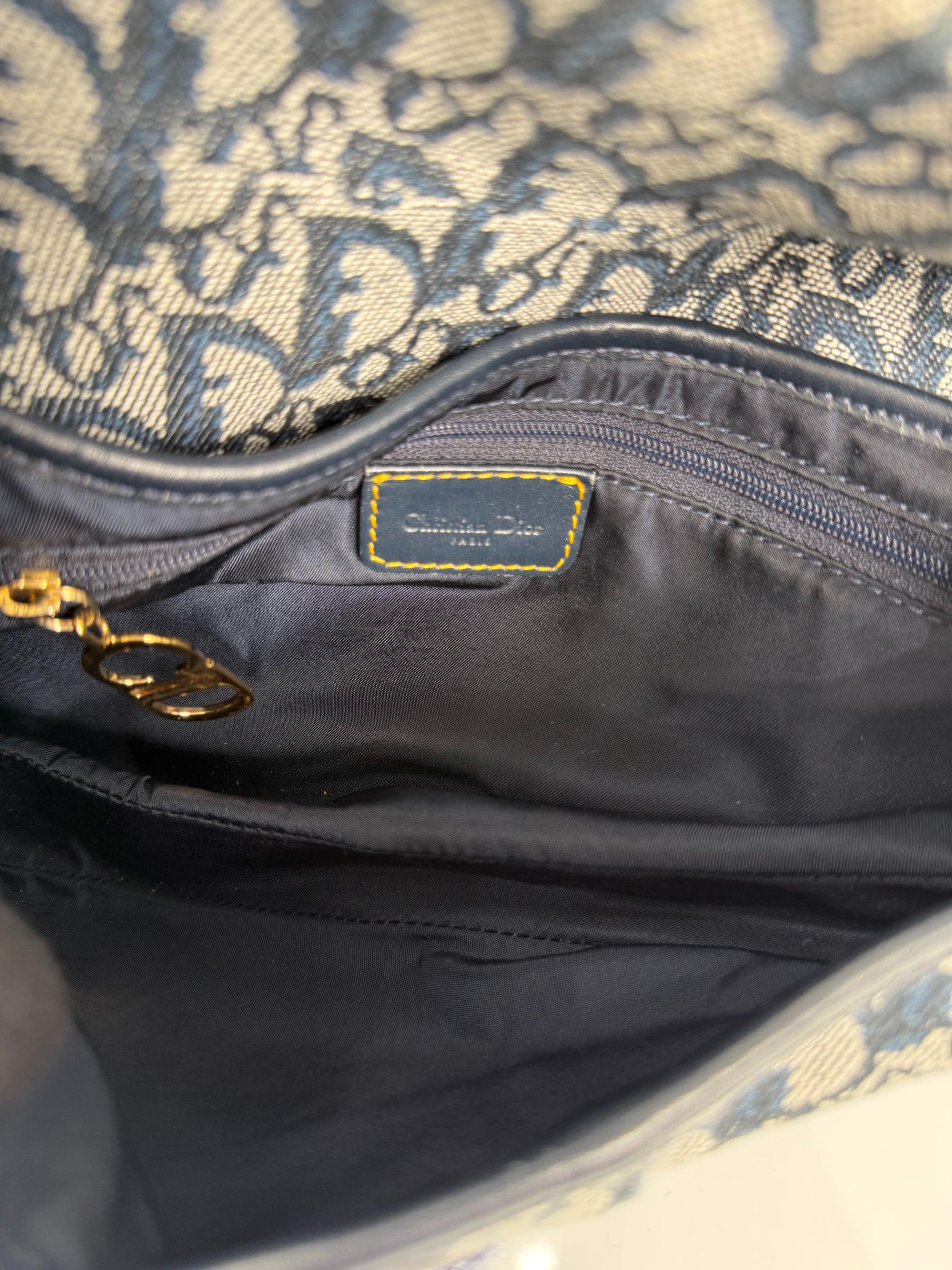 Christian Dior Vintage Saddle Blue Trotter Oblique