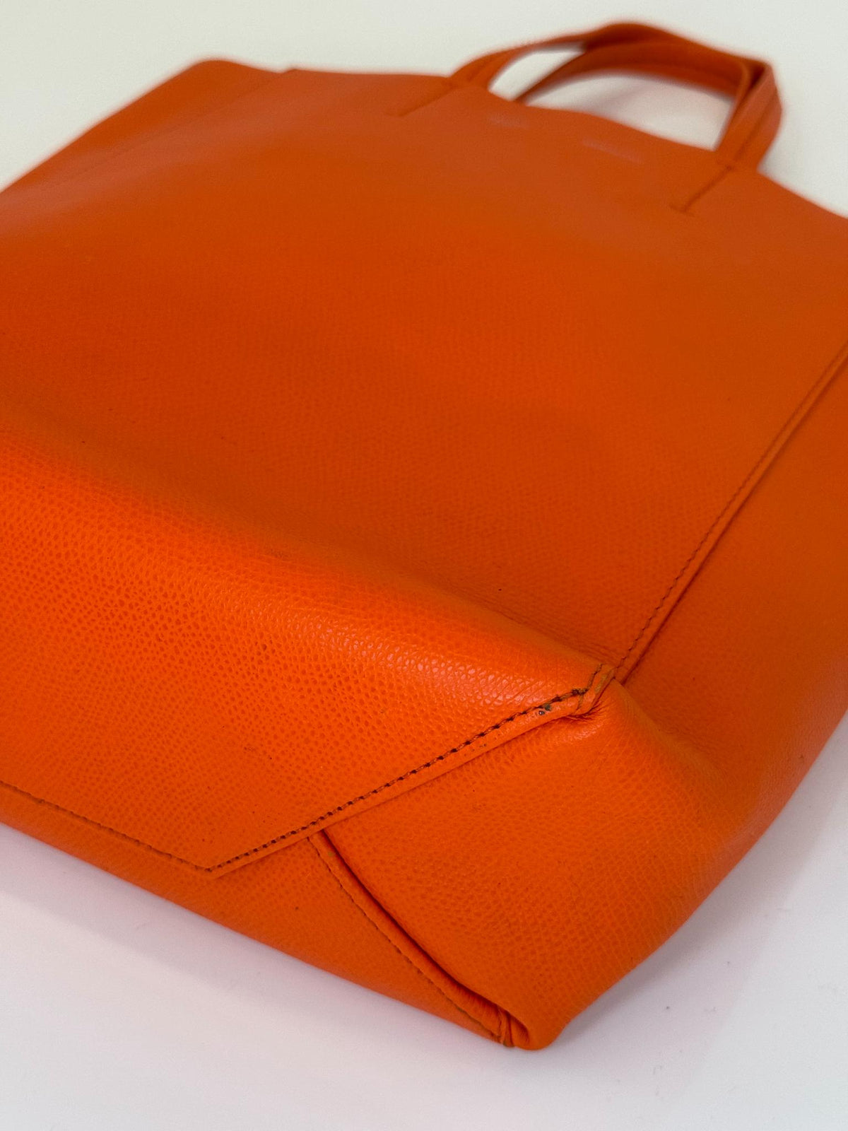 Celine Small Cabas Vertical Orange Grained Leather Tote