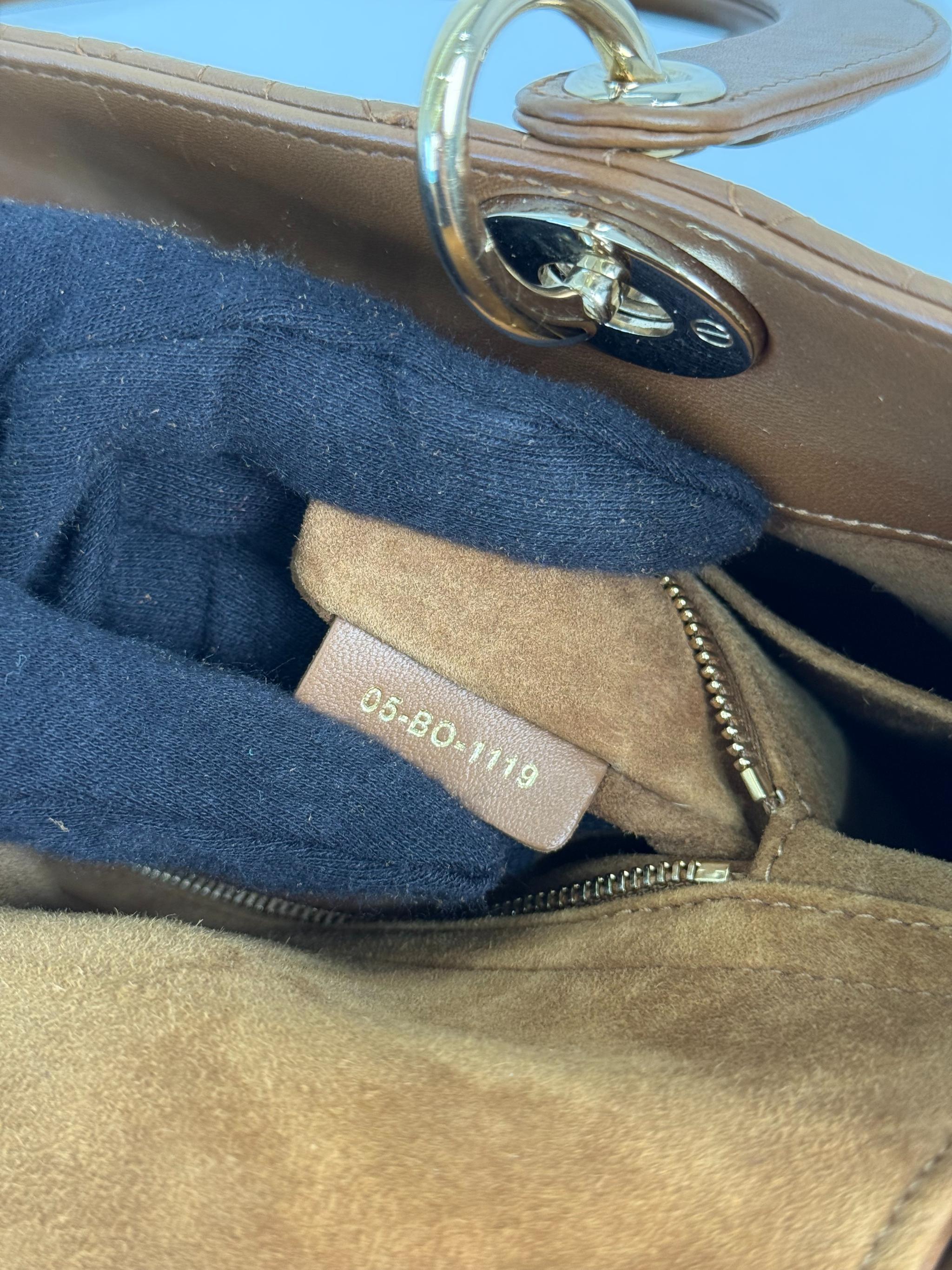 Christian Dior Large Tan Lady Dior Lambskin Cannage