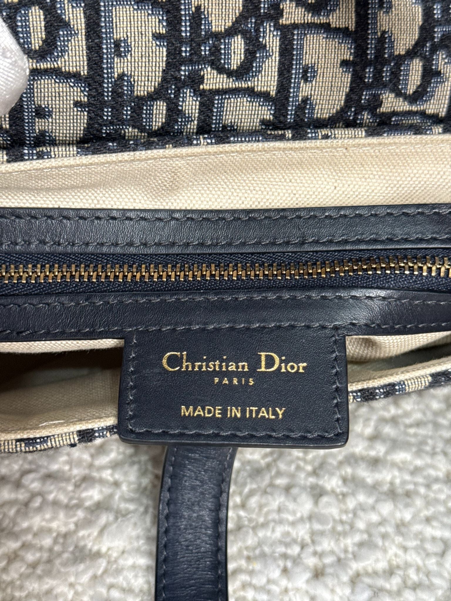 Christian Dior Saddle Bag Blue Dior Oblique Embroidery with Strap
