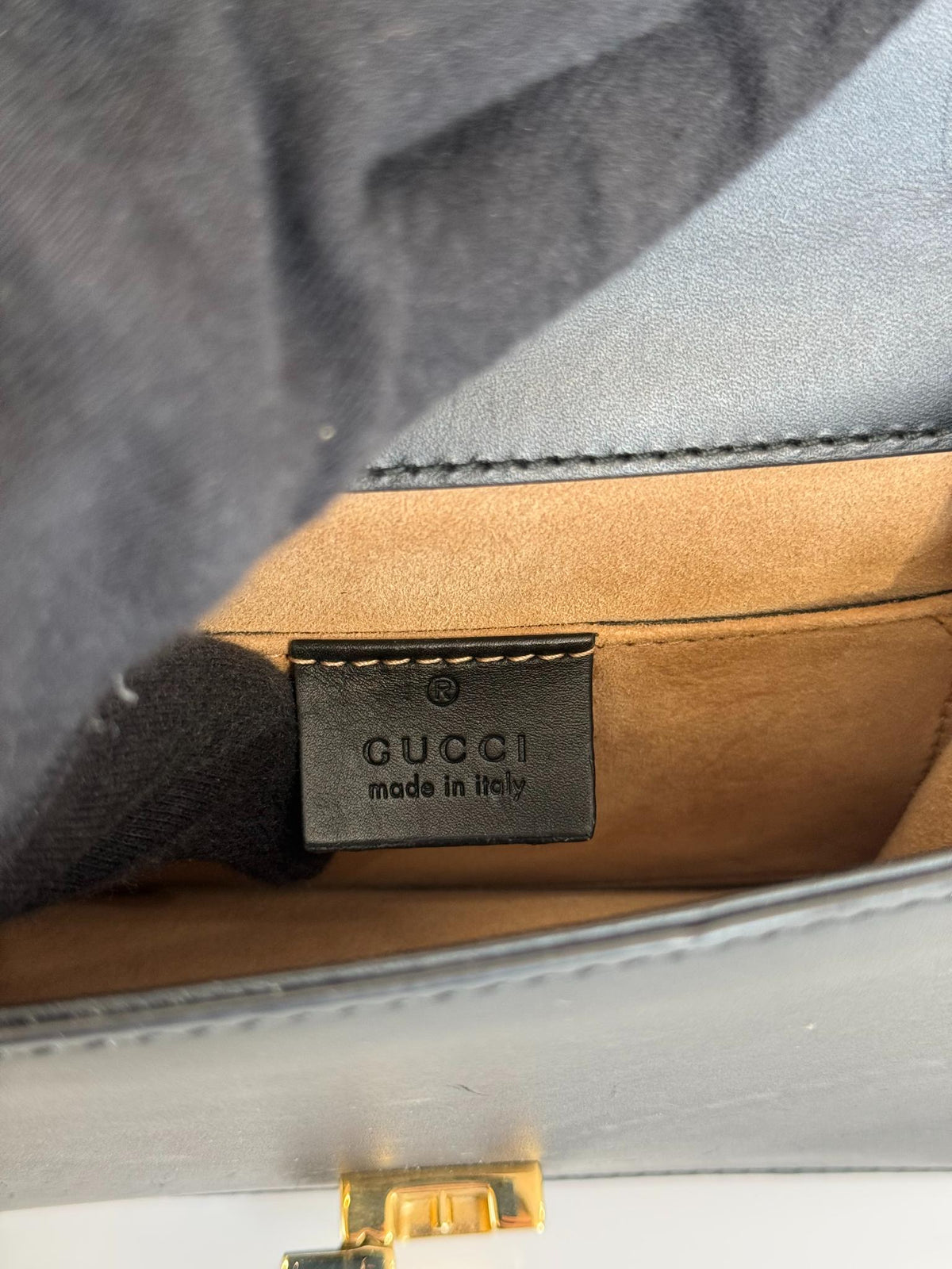 Gucci Sylvie Black Leather Web Signature Chain Crossbody Bag