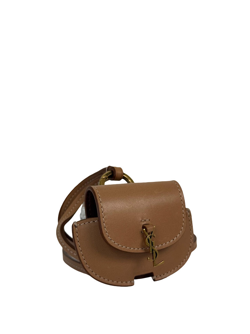 Saint Laurent Kaia AirPods Light Brown Leather