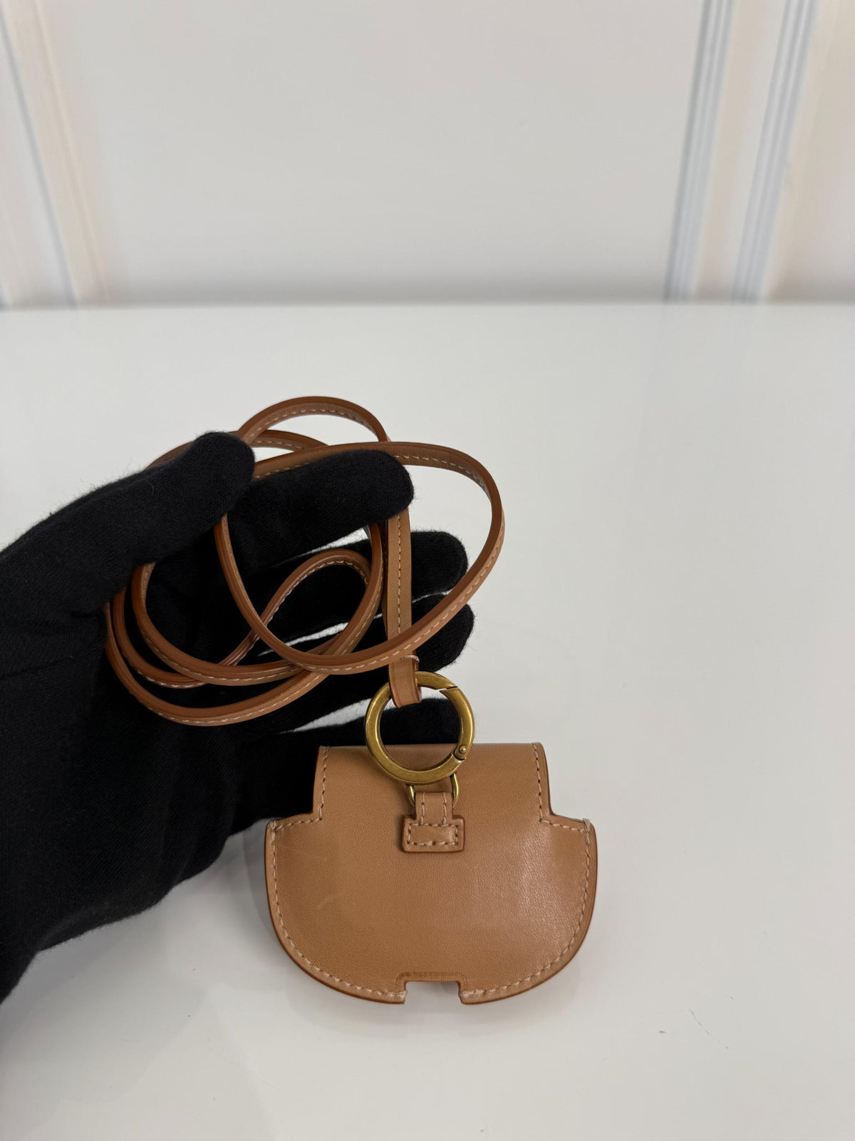 Saint Laurent Kaia AirPods Light Brown Leather