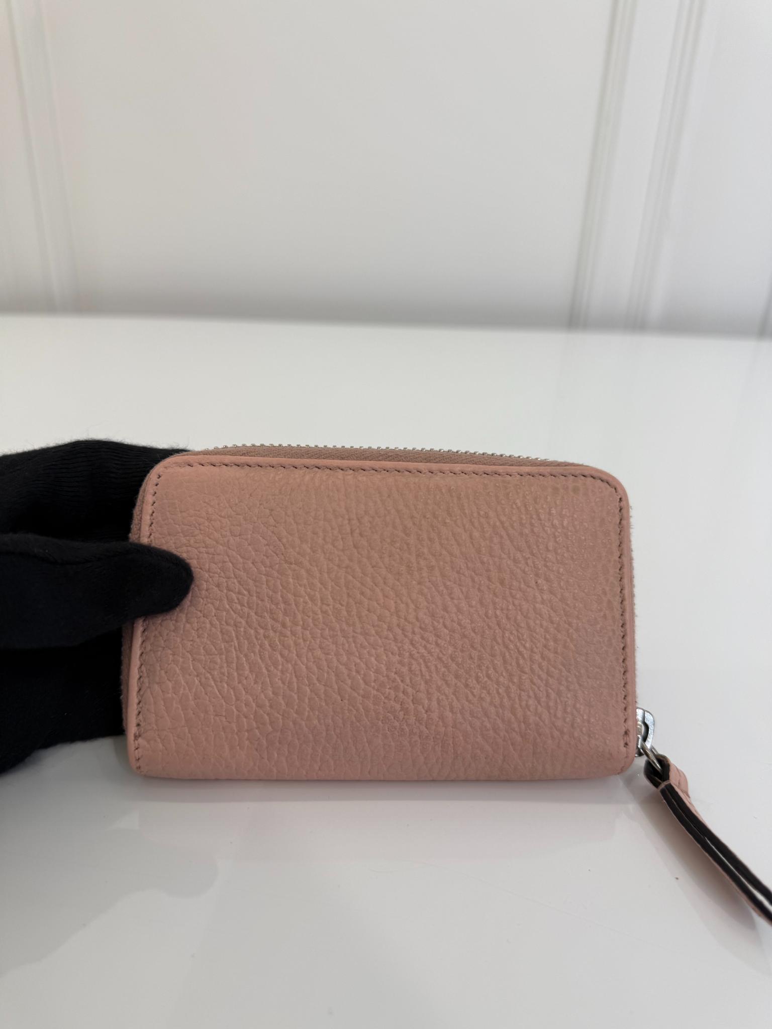 Gucci GG Marmont Pale Pink Zip Around Mini Wallet
