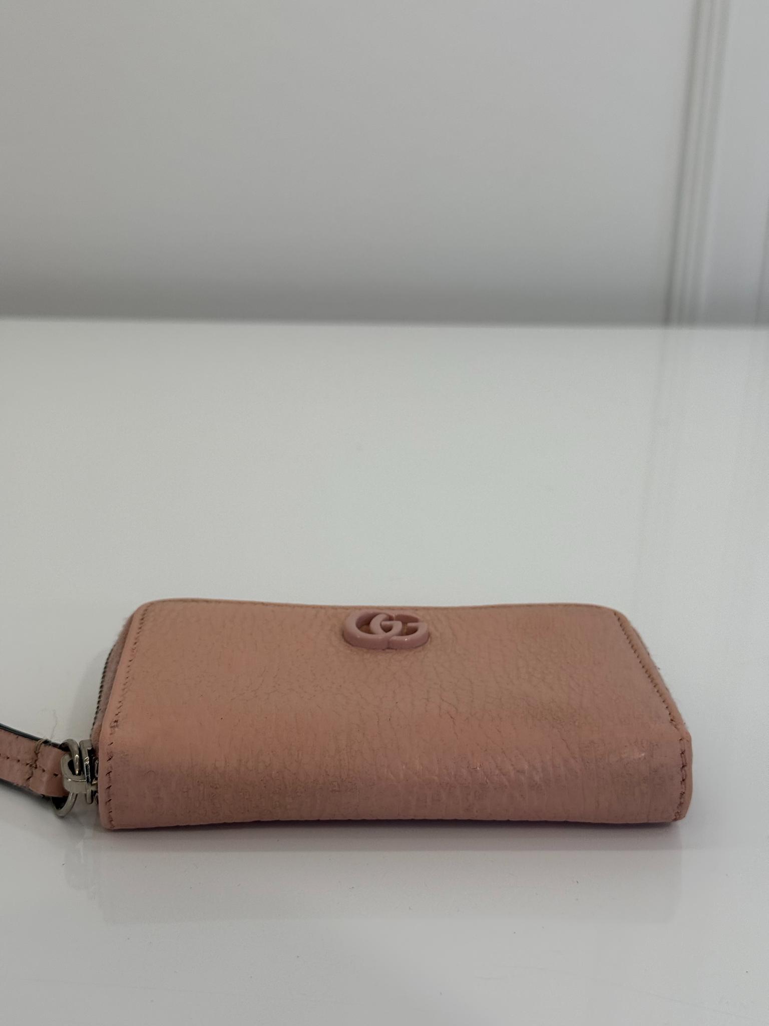 Gucci GG Marmont Pale Pink Zip Around Mini Wallet