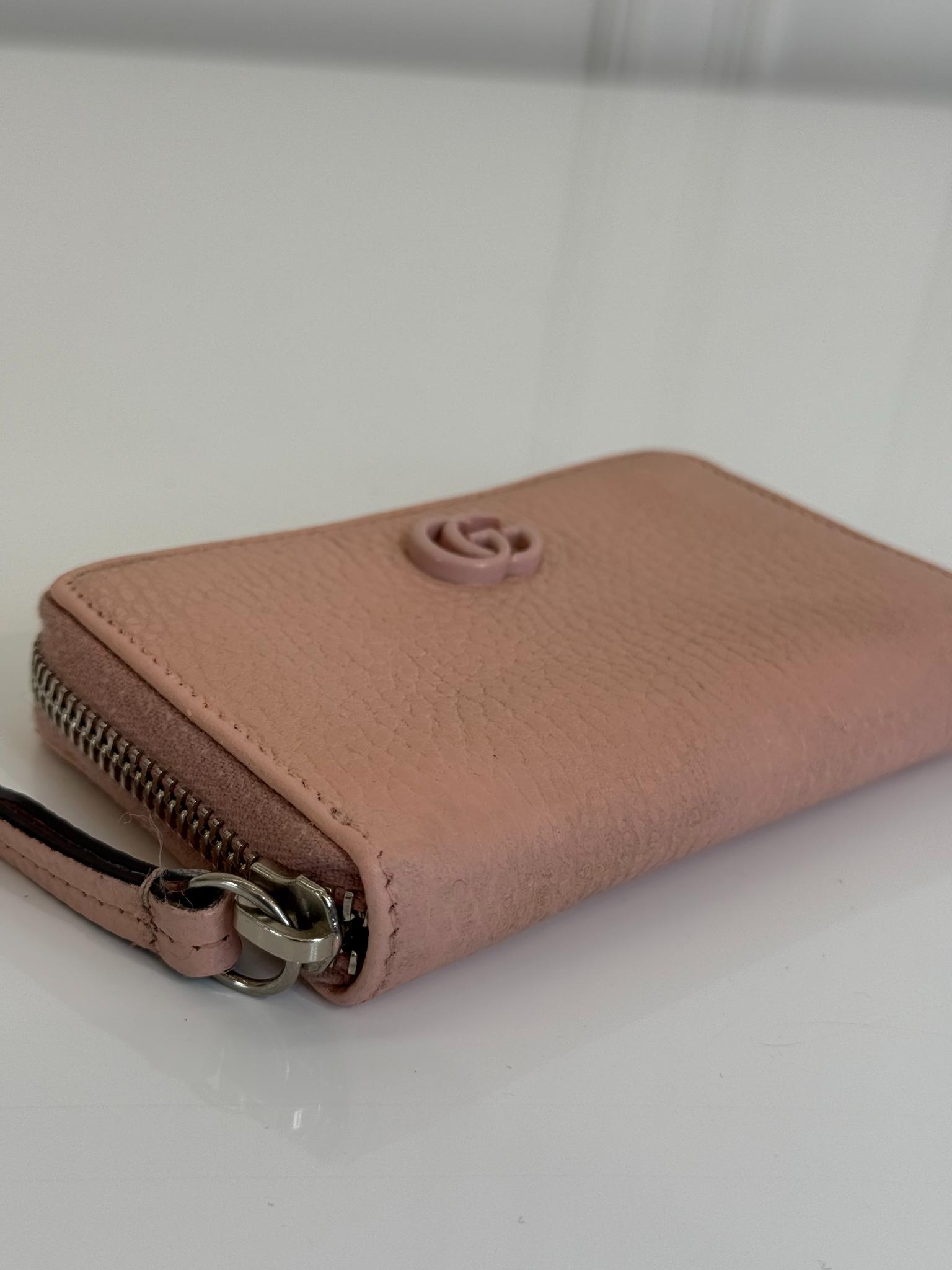 Gucci GG Marmont Pale Pink Zip Around Mini Wallet