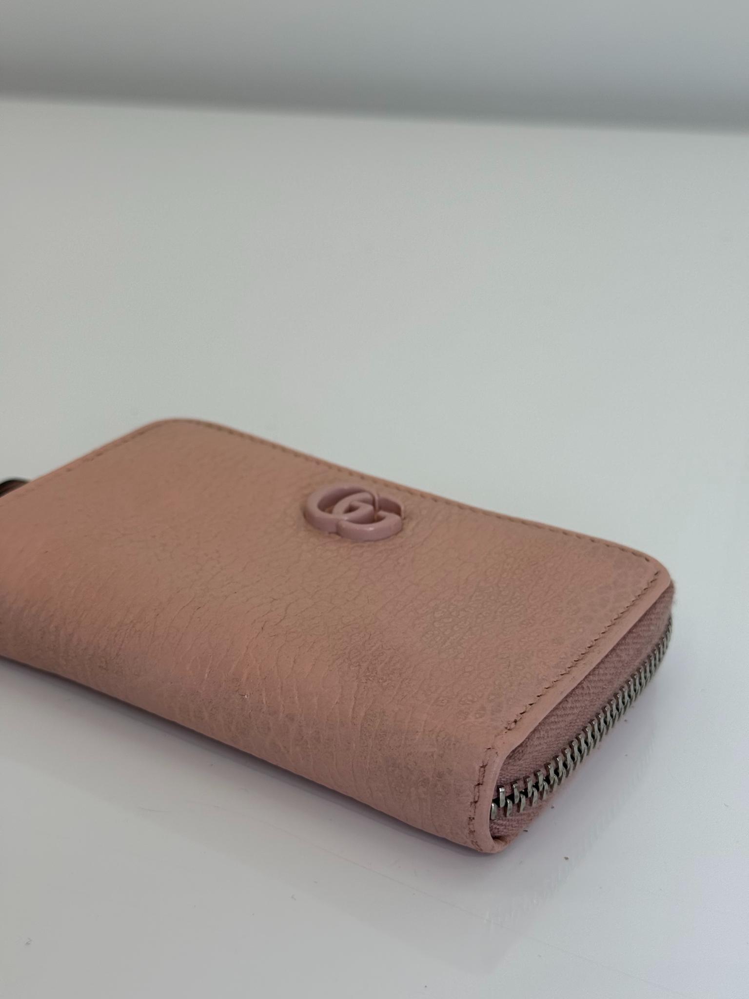 Gucci GG Marmont Pale Pink Zip Around Mini Wallet