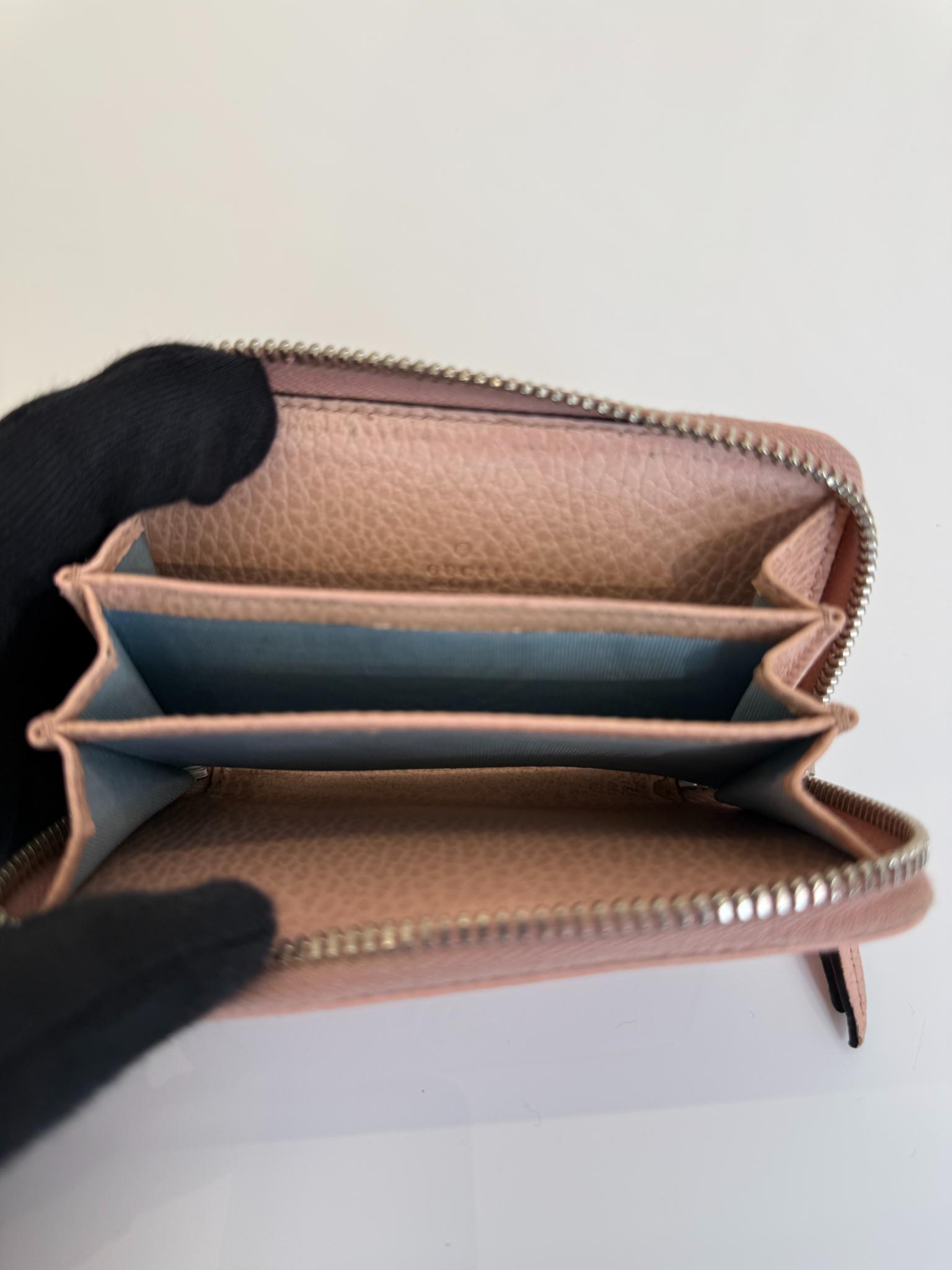 Gucci GG Marmont Pale Pink Zip Around Mini Wallet