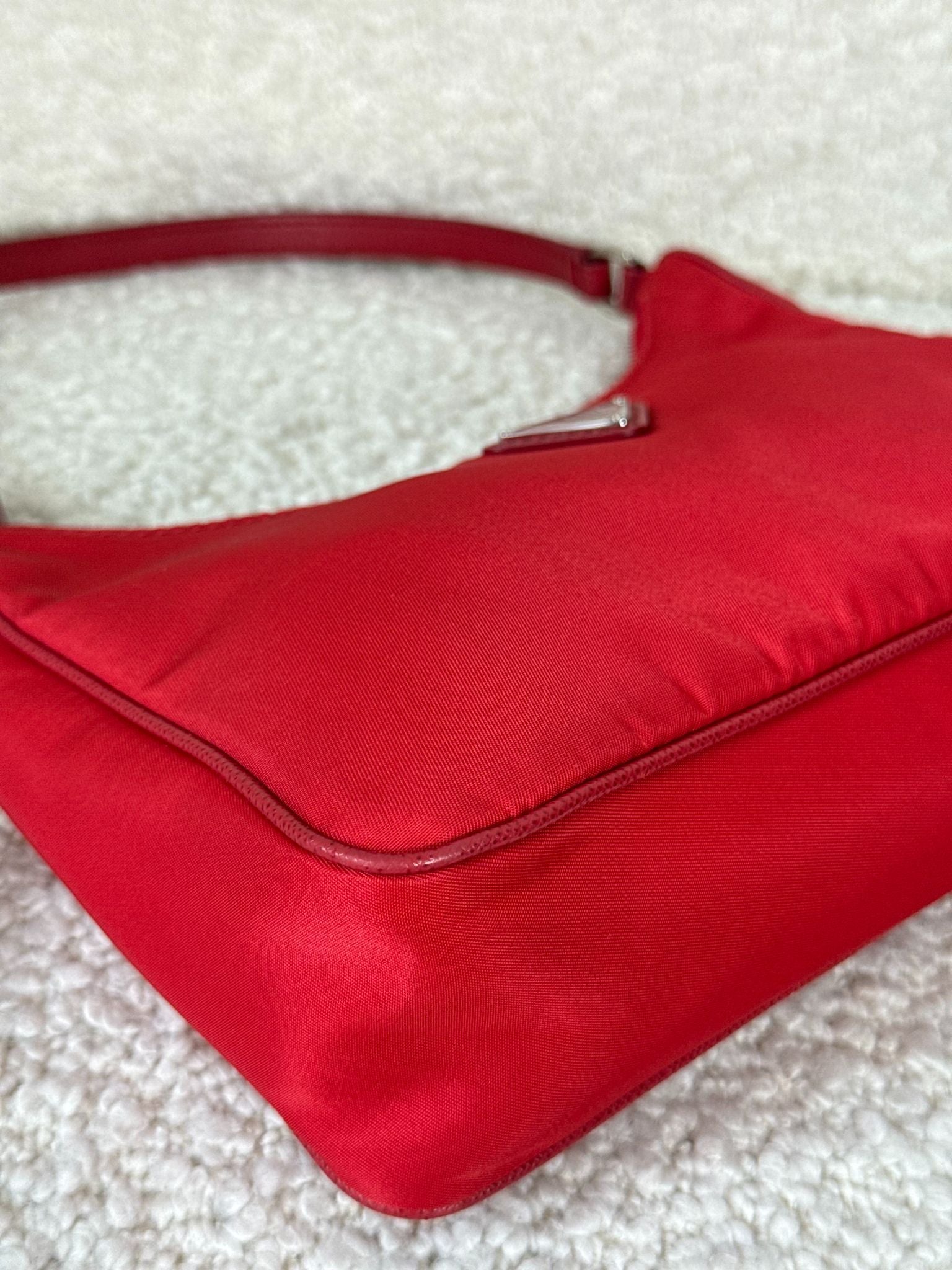 Prada Re-Edition 2005 in Red Re-Nylon and Saffiano Leather Trim Pochette