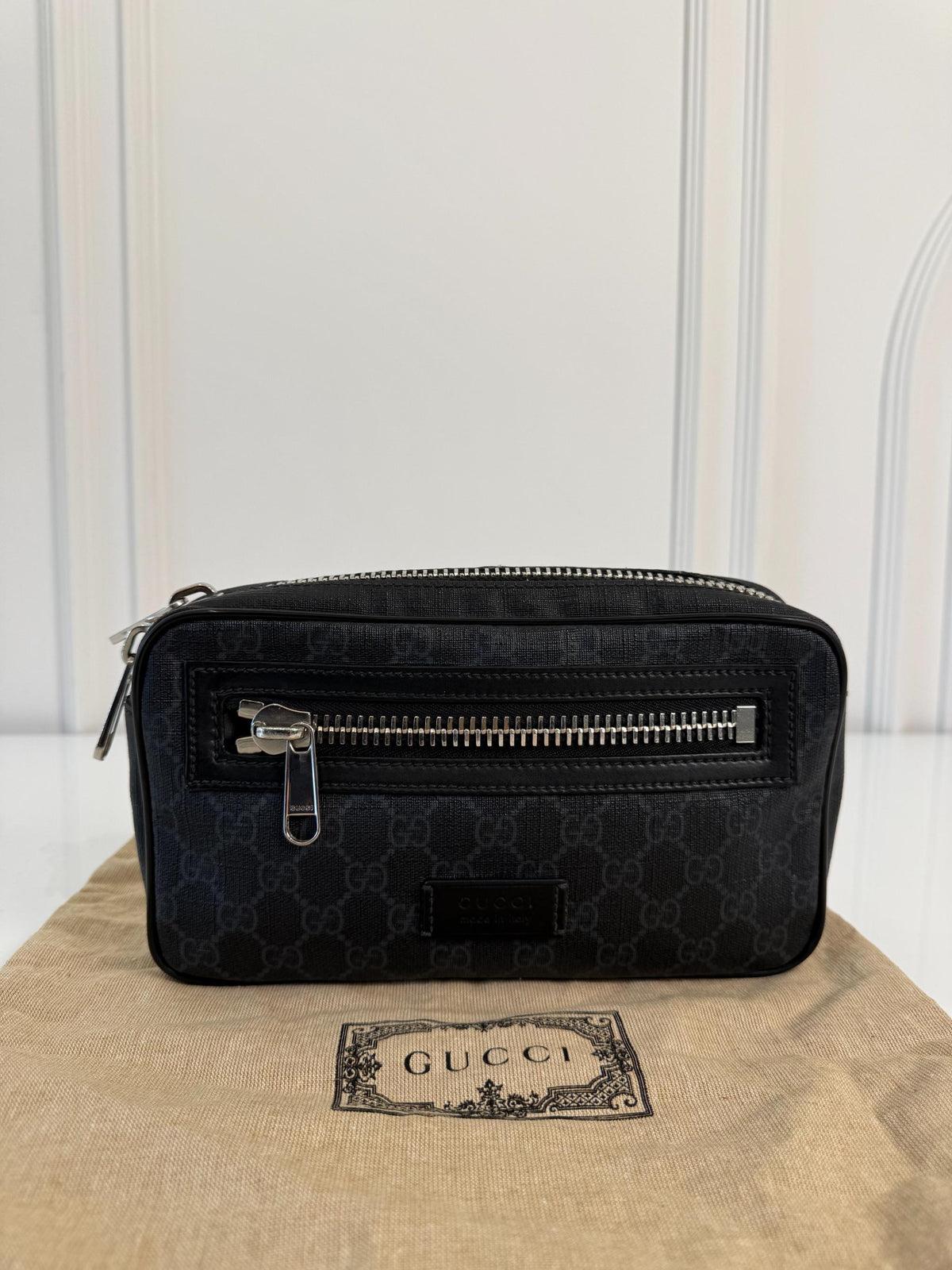 Gucci Black GG Supreme Coated Canvas Pouch