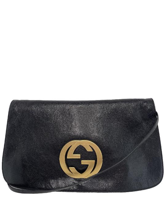 Gucci Interlocking G Black Leather Shoulder Bag