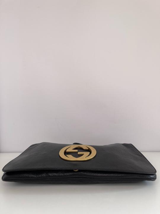 Gucci Interlocking G Black Leather Shoulder Bag