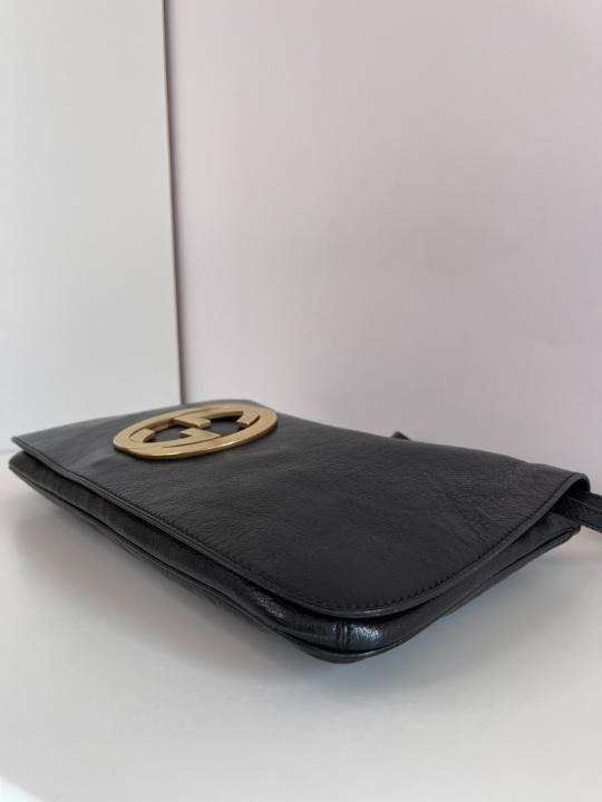 Gucci Interlocking G Black Leather Shoulder Bag