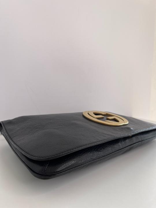 Gucci Interlocking G Black Leather Shoulder Bag