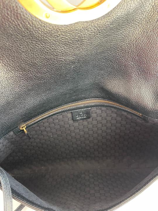 Gucci Interlocking G Black Leather Shoulder Bag