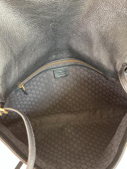 Gucci Interlocking G Black Leather Shoulder Bag