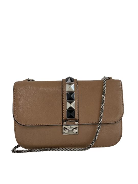 Valentino Garavani Pebbled Calfskin Medium Glam Lock Shoulder Bag