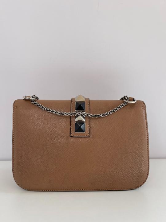 Valentino Garavani Pebbled Calfskin Medium Glam Lock Shoulder Bag