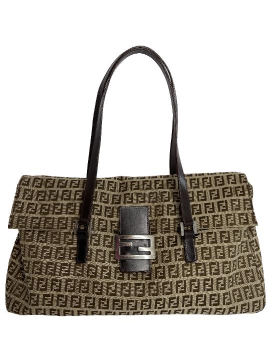 Fendi Brown Zucchino Canvas Shoulder Bag