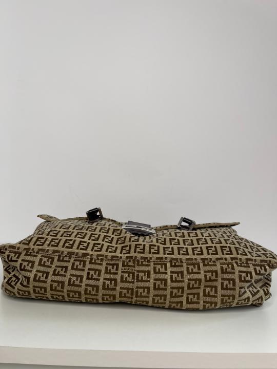 Fendi Brown Zucchino Canvas Shoulder Bag