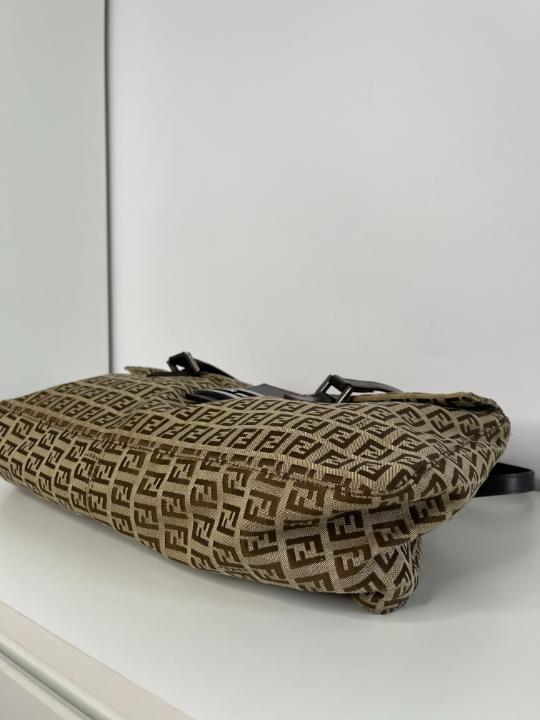 Fendi Brown Zucchino Canvas Shoulder Bag