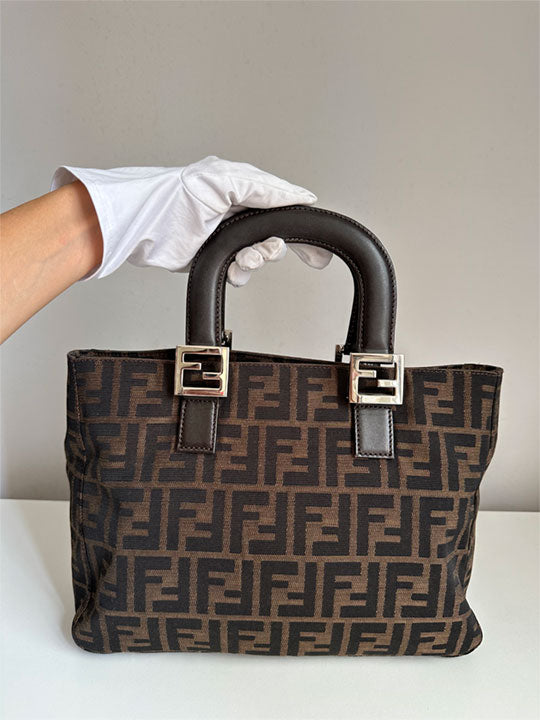 Fendi FF Zucca Canvas Small Top Handle Tote
