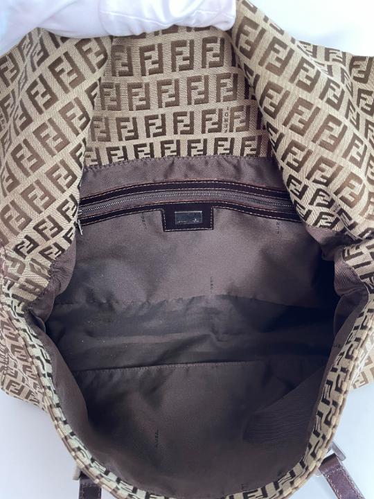 Fendi Brown Zucchino Canvas Shoulder Bag