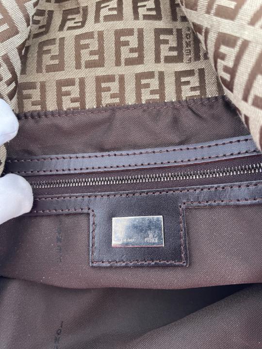 Fendi Brown Zucchino Canvas Shoulder Bag