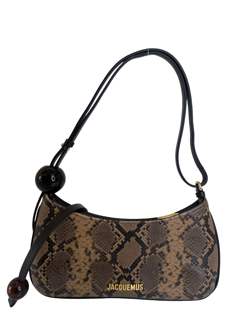 Jacquemus Le Bisou Perle Python Embossed Leather Shoulder Bag