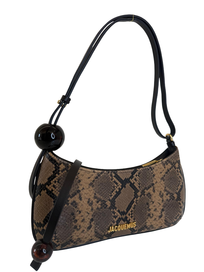 Jacquemus Le Bisou Perle Python Embossed Leather Shoulder Bag
