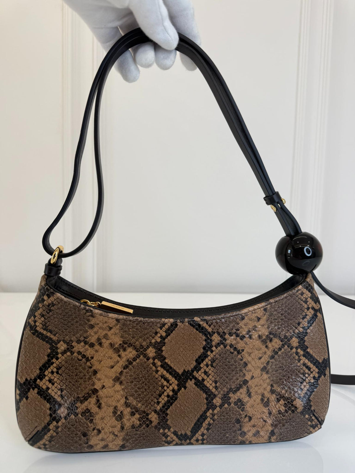 Jacquemus Le Bisou Perle Python Embossed Leather Shoulder Bag