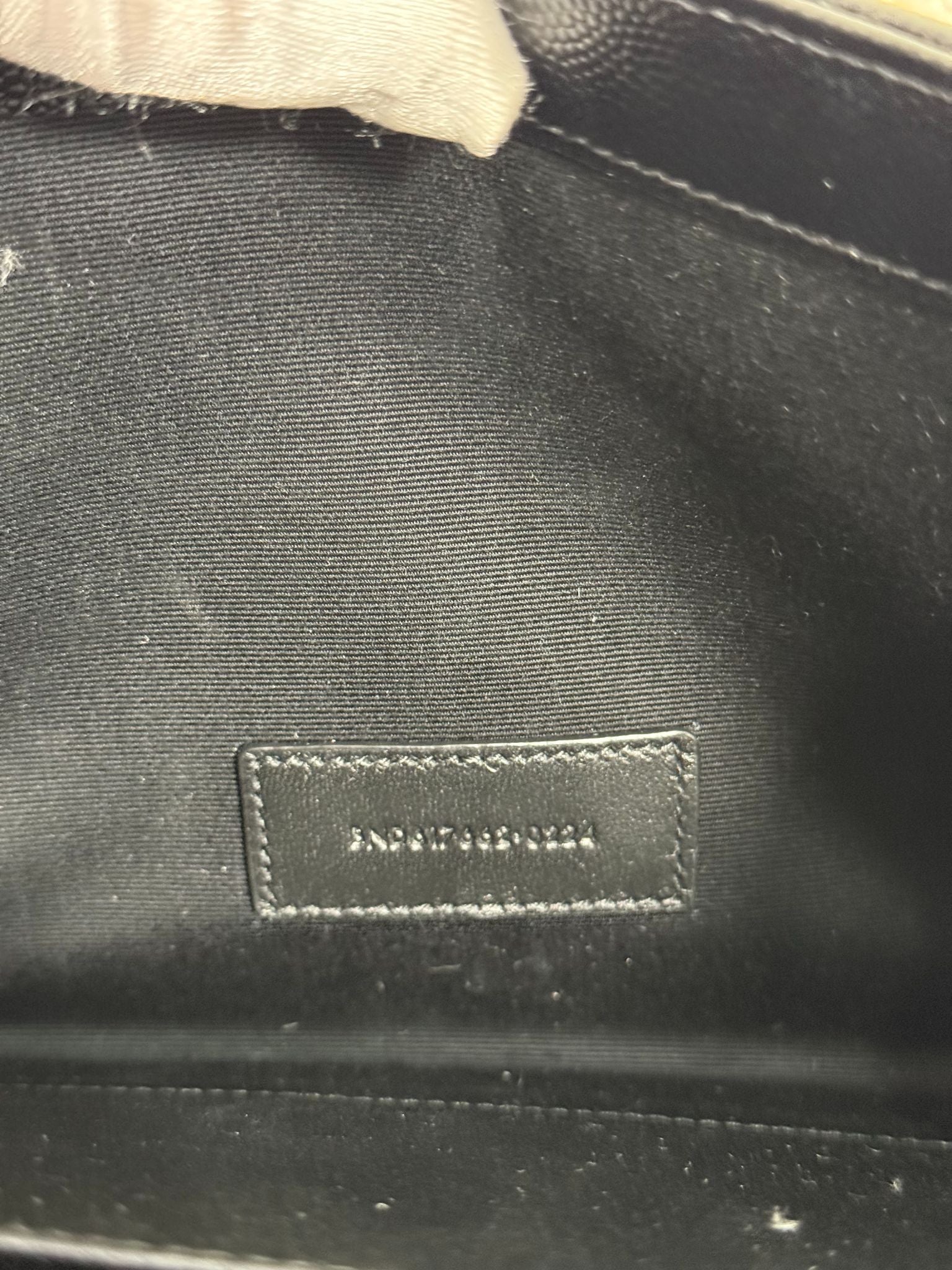 Saint Laurent Grain De Poudre Cassandre Envelope Black Wristlet Clutch