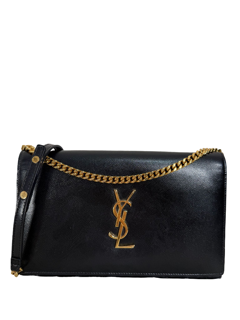 Saint Laurent Grain De Poudre Small Monogram Kate Shoulder Bag Black