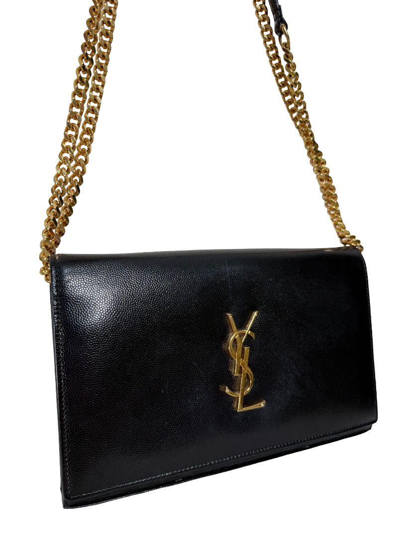 Saint Laurent Grain De Poudre Small Monogram Kate Shoulder Bag Black