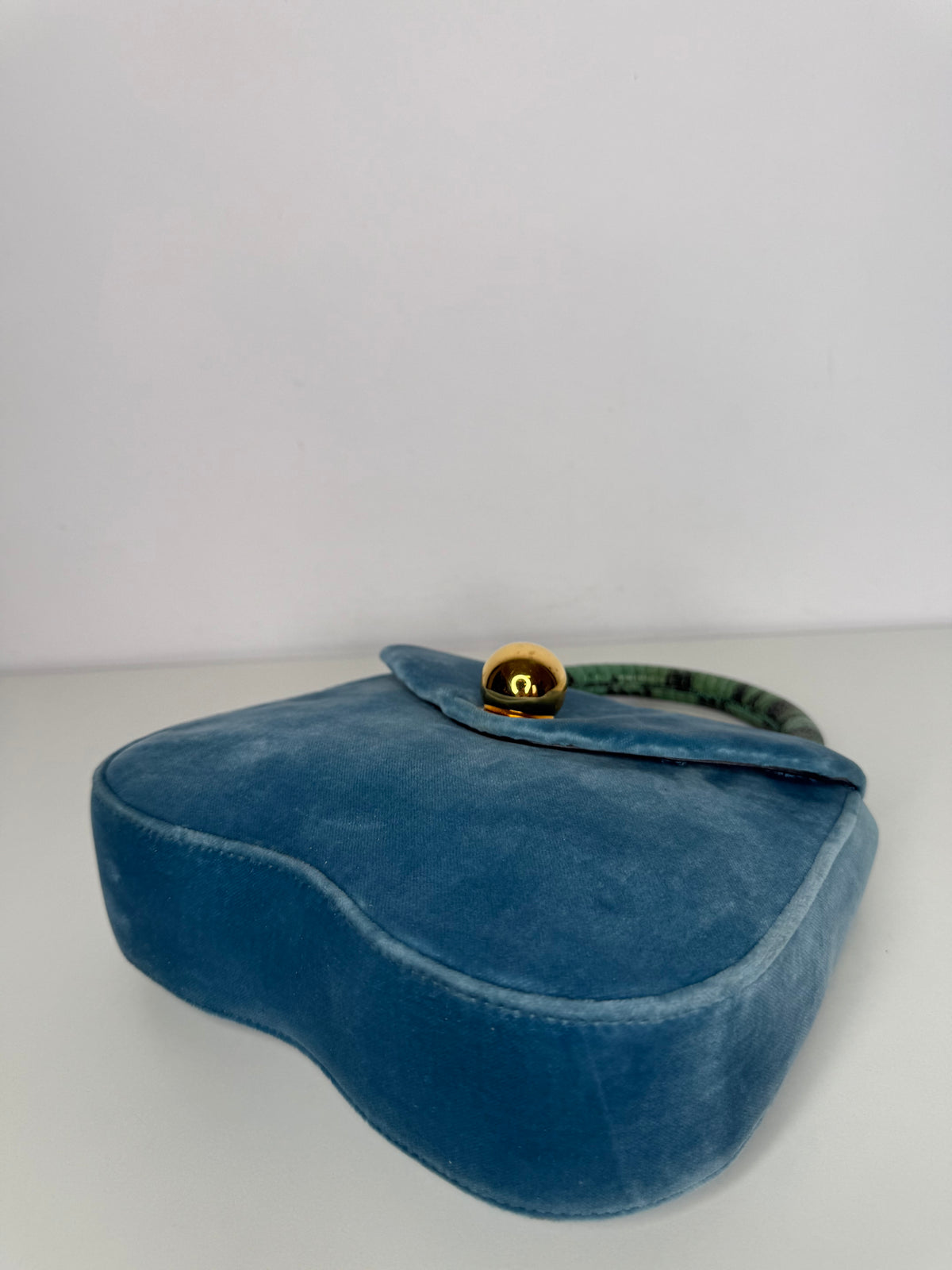 Miu Miu Blue Velvet Lizard Top Handle Bag