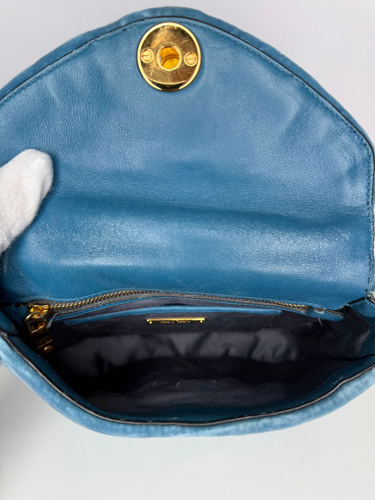 Miu Miu Blue Velvet Lizard Top Handle Bag