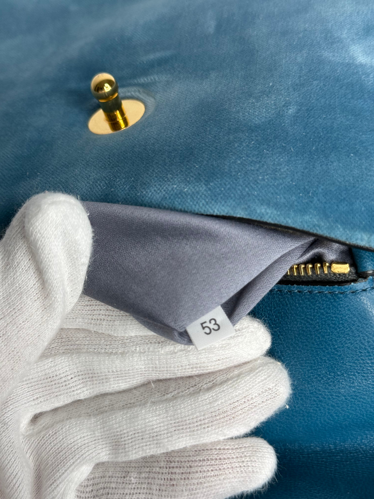 Miu Miu Blue Velvet Lizard Top Handle Bag