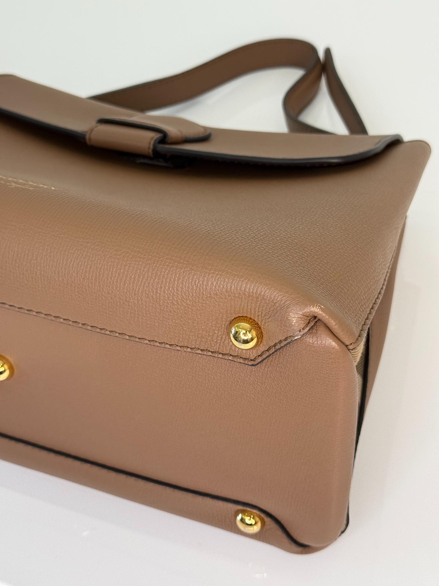 Burberry Brown Derby Leather House Check Camberley Satchel Bag