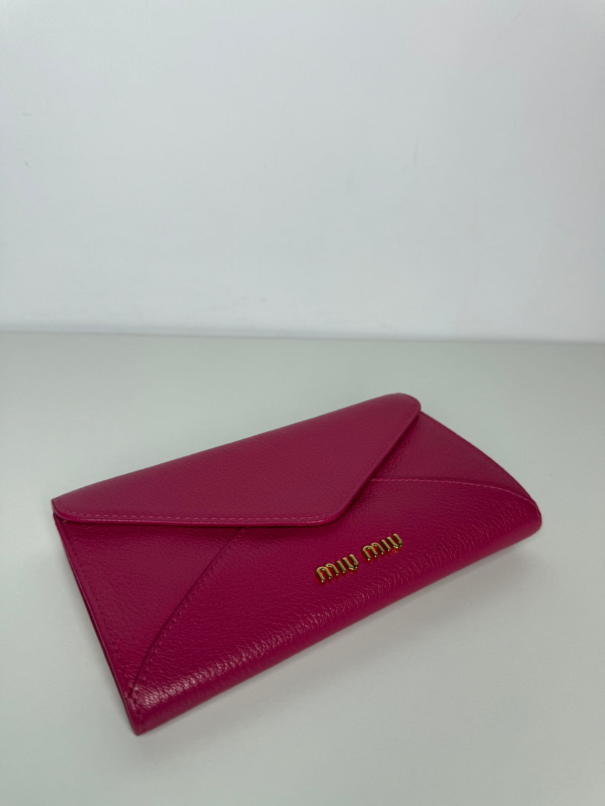 Miu Miu Fuchsia Leather Envelope Wallet