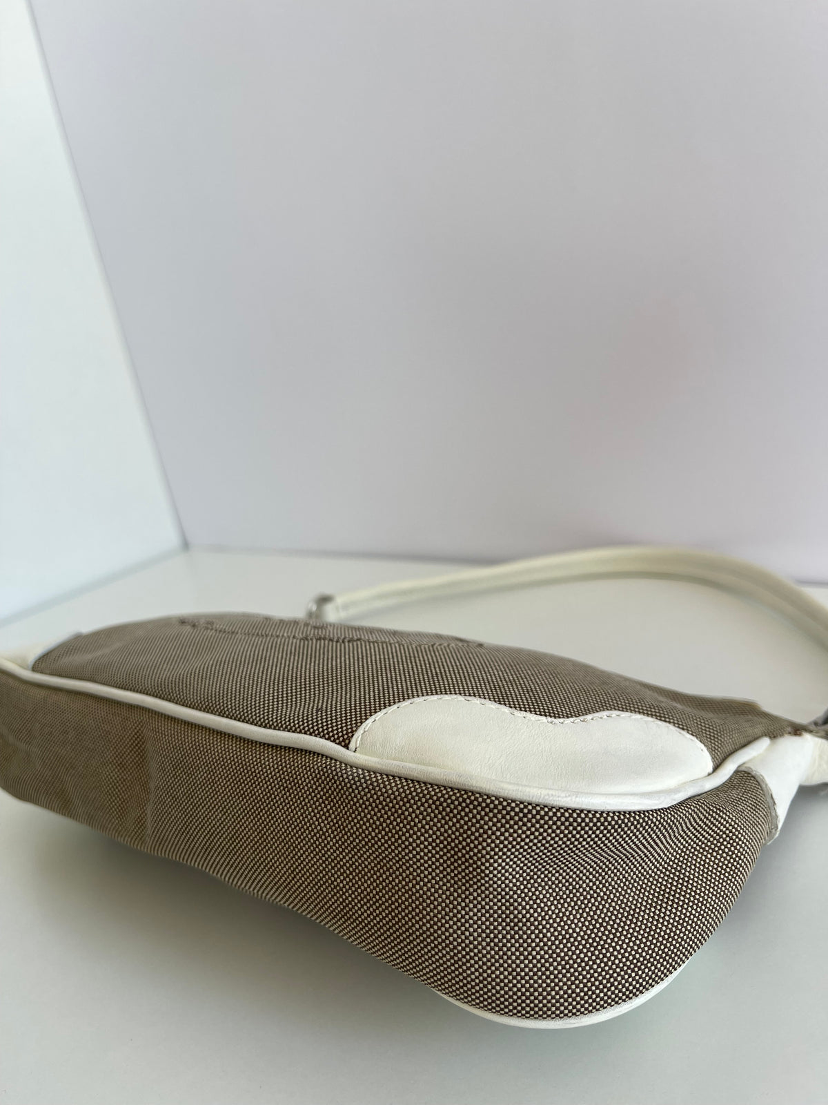Prada Jacquard Logo White Leather Pochette